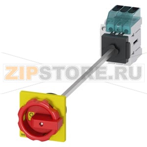 Главный выключатель 3-пол., Iu 25A рабоч.коммутация при AC-23 A при 400В 9,0кВт панель уст. базовая устан. в дверь с центр. отверст. 22,5мм поворот.ручка красный/желтый 66 x66мм с доп. конт. 1NO+1NC Siemens 3LD3148-1TK53 