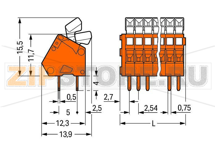 PCB terminal block; push-button; 0.5 mm; Pin spacing 2.54 mm; 16-pole; CAGE CLAMP®; 0,50 mm; orange Wago 233-516 ?Клеммные колодки с зажимами CAGE CLAMP®, монтаж с помощью нажимных кнопокДвойные выводы для высокого уровня механической стабильности на печатных платахИдеальны для монтажа в полевых условиях благодаря простоте использования при помощи нажимных кнопокУдобный монтаж без использования инструментов...