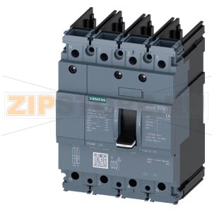 Автоматический выключатель 3VA5 UL frame 125 breaking capacity class M 35kA @ 480 V 4-pole, line protection TM210, FTFM, In=80A overload protection Ir=80A fixed short-circuit protection Ii=10 x In N conductor unprotected without connection Siemens 3VA5180 
