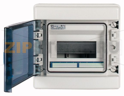 Шкаф навесной IP65, 1 ряд 8 модулей УФ-стойкий поликарбонат, N/PE клеммы Eaton IKA-1/8-ST-UV 