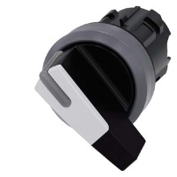 АКТУАТОР ПОВОРОТНОГО ПЕРЕКЛЮЧАТЕЛЯ С ВОЗМОЖНОСТЬЮ ПОДСВЕТКИ, 22MM, КРУГЛ., ПЛАСТИК С МЕТАЛЛИЧЕСКИМ ФРОНТАЛЬНЫМ КОЛЬЦОМ, РУКОЯТКА ДЛИННАЯ ЧЁРНАЯ С БЕЛОЙ ВСТАВКОЙ, 2 КОММУТАЦИОННЫХ ПОЛОЖЕНИЯ: O-I, С ФИКСАЦИЕЙ, УГОЛ ПОВОРОТА РУКОЯТКИ 90 ГРАД. : 10:30Ч./13:30