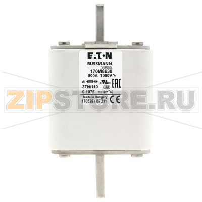 Предохранитель, 900 A, AC 1000 В, 125 кА, DIN 3, 74x90x139 мм, aR, DIN, IEC Eaton FUSE 900A 100 