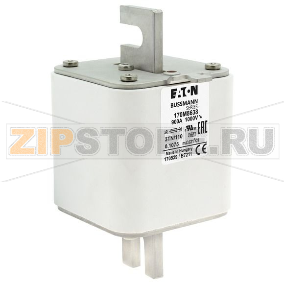Предохранитель, 900 A, AC 1000 В, 125 кА, DIN 3, 74x90x139 мм, aR, DIN, IEC Eaton FUSE 900A 100 
