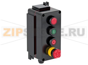 Модуль управления Control Unit Ex e, GRP, 4 Functions LCP4.LRLX.PGMX.PRMX.ERMX.F.1 Pepperl+Fuchs Electrical specificationsOperating voltage250 V max.Operating current16 A max.Terminal capacity2.5 mm2FunctionLED indicatorColorredRated operating voltage20 ... 250 V ACFunction 2pushbuttonColorgreenContact configuration1x NO / 1x NCUsage categoryAC12 - 12 ... 250 V AC - 16 AAC15 - 12 ... 250 V AC - 10 ADC13 - 12 ... 110 V DC - 1 ADC13 - 12 ... 24 V DC - 1ANumber of poles2LabelingIFunction 3pushbuttonColorredContact configuration1x NO / 1x NCUsage categoryAC12 - 12 ... 250 V AC - 16 AAC15 - 12 ... 250 V AC - 10 ADC13 - 12 ... 110 V DC - 1 ADC13 - 12 ... 24 V DC - 1ANumber of poles2LabelingOFunction 4mushroom buttonColorredContact configuration1x NO / 1x NCUsage categoryAC12 - 12 ... 250 V AC - 16 AAC15 - 12 ... 250 V AC - 10 ADC13 - 12 ... 110 V DC - 1 ADC13 - 12 ... 24 V DC - 1ANumber of poles2Operator actionlatching , pull to releaseLabelingEMERGENCY STOP / NOT AUSMechanical specificationsHeight220 mm (A)Width110 mm (B)Depth101 mm (C)External dimension142 mm with operators (C1) 235 mm with mounting brackets (K)Fixing holes distance, height220 mm (G)Fixing holes distance, width78 mm (H)Enclosure coverfully detachableCover fixingM6 stainless steel socket cap head screwsFixing holes diameter7 mm (J)Degree of protectionIP66Cable entryNumber of cable entries1x M25 in face B fitted with polyamide Ex e cable glandDefined entry areaface BMaterialEnclosurecarbon loaded, antistatic glass fiber reinforced polyester (GRP)Finishinherent color blackSealone piece solid silicone rubberMass4 kgMounting7 mm slots moulded into baseGrounding2.5 mm2 grounding terminalAmbient conditionsAmbient temperature-40 ... 55 °C (-40 ... 131 °F) @ T4 -40 ... 40 °C (-40 ... 104 °F) @ T6 Data for application in connection with hazardous areasEU-Type Examination CertificateCML 16 ATEX 3009 XMarking II 2 GD Ex db eb mb IIC T* Gb Ex tb IIIC T** °C Db T6/T80 °C @ Ta +40 °C T4/T130 °C @ Ta +55 °CInternational approvalsIECEx approvalIECEx CML 16.0008XEAC approvalTC RU C-DE.GB06.B.00567ConformityDegree of protectionEN 60529General informationSupplementary informationEC-Type Examination Certificate, Statement of Conformity, Declaration of Conformity, Attestation of Conformity and instructions have to be observed where applicable. For information see www.pepperl-fuchs.com.AccessoriesOptional accessoriesEngraved traffolyte tag labelEngraved AISI 316L stainless steel tag labelColor in-fill stainless steel tag label