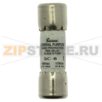 Предохранитель, 8 A, AC 600 В, DC 170 В, 100 кА, 33.3x10.4 мм, G, UL, CSA, с задержкой Eaton BUSS