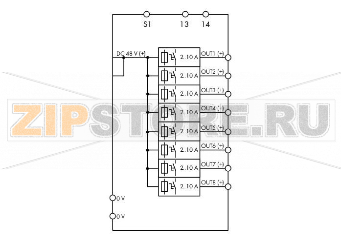 electronic circuit breaker; 8-channel; 48 VDC input voltage; adjustable 2 … 10 A; Signal contact Wago 787-1668/000-250 Features:Space-saving ECB with eight channelsNominal current: 2 … 10 A (adjustable for each channel via sealable selector switch)Switch-on capacity > 23000 ?F per channelOne illuminated, three-colored button per channel simplifies switching (on/off), resetting, and on-site diagnosticsTime-delayed switching of channelsTripped message (common group signal)Remote input resets all tripped channelsPotential-free signal contact 13 / 14 reports “channel switched off” and “tripped channel” – does not support communication via pulse sequence...