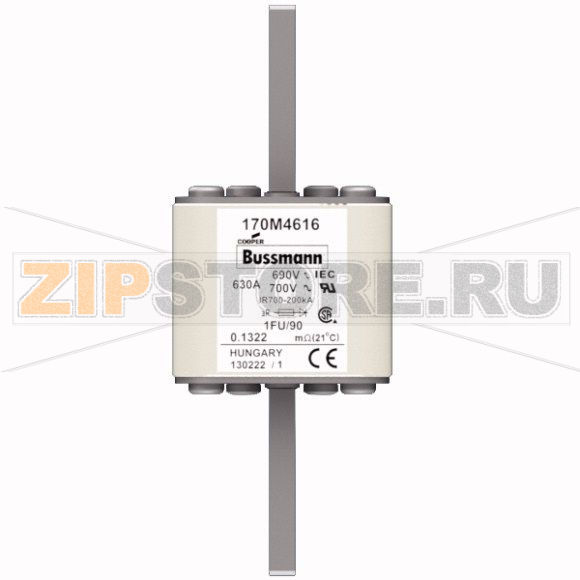Предохранитель, 630 A, AC 690 В, 200 кА, size 1, 53x69x136 мм, aR, IEC UL Eaton FUSE 630A 690V 