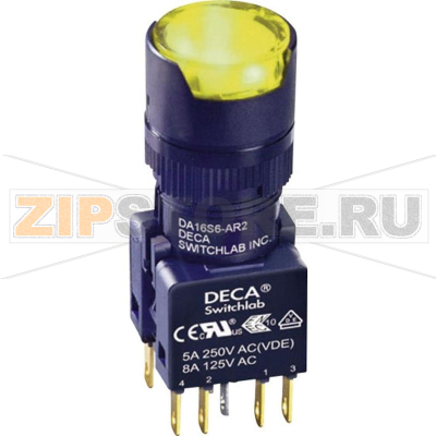 Кнопка 250 В/AC, 5 А, 2 x выкл/вкл, без фиксации, IP65, 1 шт DECA ADA16S6-MR2-A2KY 