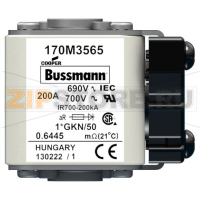 Предохранитель, 200 A, AC 690 В, 200 кА, size 1, 45x59x51 мм, aR, IEC UL Eaton FUSE 200A 690V