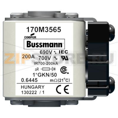 Предохранитель, 200 A, AC 690 В, 200 кА, size 1, 45x59x51 мм, aR, IEC UL Eaton FUSE 200A 690V 