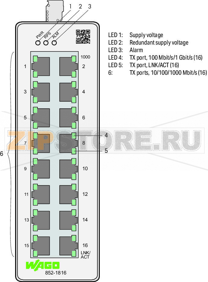 Управляемый коммутатор Lean; 16 портов 1000Base-T; светло-серые Wago 852-1816 