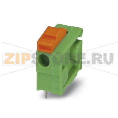 Клеммы для печатного монтажа Phoenix Contact FFKDSA1/H-6,35 Номинальный ток: 12 А, Номинальное напряжение: 160 В, Размер шага: 3,81 мм, Полюсов: 1, Тип подключения: Пружинные зажимы, Монтаж: пайка, Направление подключения, проводник / печатная плата: 0 °, Цвет: зеленый, Возможна установка в ряд модулей с различным количеством полюсов (контактов)!.Минимальный заказ: 50 шт.Упаковка: 50 шт.