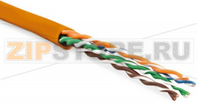 Hyperline UUTP4-C5E-P24-IN-LSZH-OR-100 (100 м) Кабель витая пара, неэкранированная U/UTP, категория 5e, 4 пары (24 AWG), многожильный (patсh), LSZH, нг(С)-HF, -20°C–+75°C, оранжевый 