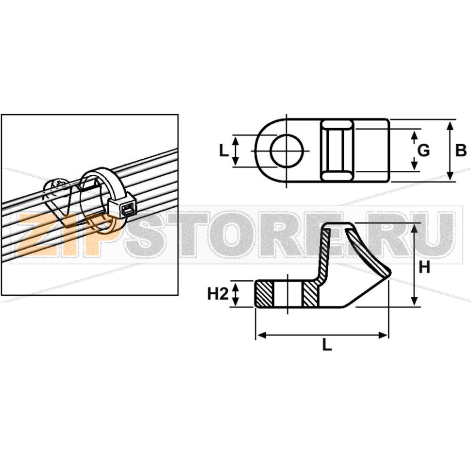 База монтажная для стяжки, 1 шт HellermannTyton CL8-N66-NA-C1 