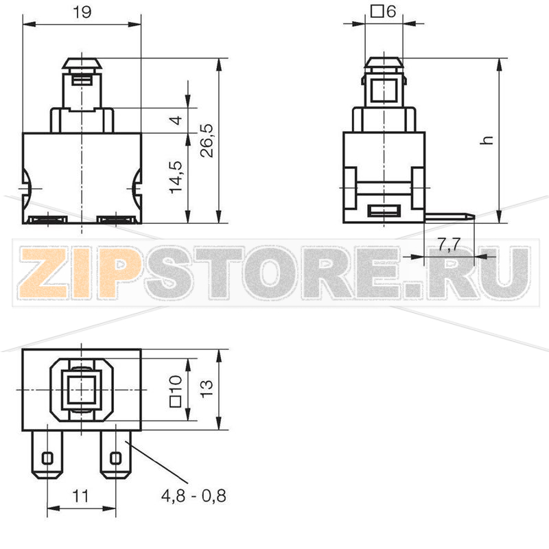 Кнопка 250 В/AC, 12 А, 1 x вкл/выкл, с фиксацией, IP40, 1 шт Marquardt 1681.3101 