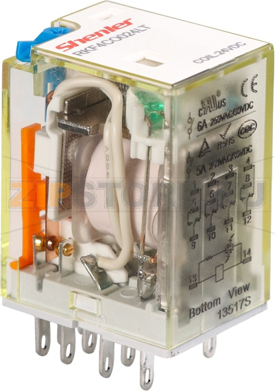 Реле миниатюрное (4CO), 6A, AC 12V Shenler RKF4CO512LT 