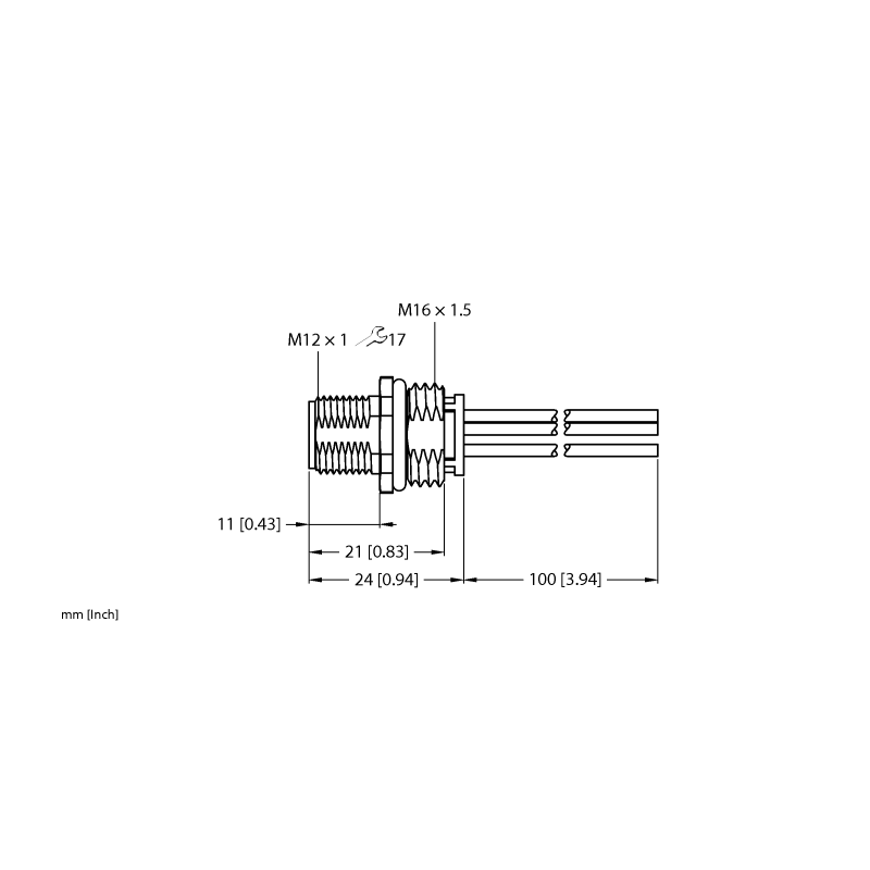 Разъем фланцевый M12 (папа) Turck FS54PL-1/M16 