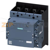 Контактор, AC-1, 200 А/400 В/40 &#176;C, S6, четырехполюсный, 250–500 В AC/DC, 2 НО + 2 НЗ, присоединительная шина/ винтовой зажим Siemens 3RT1355-6AR36