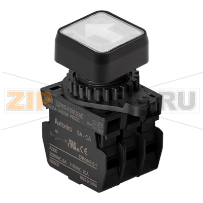 Выключатель кнопочный, Ø отверстия: 22/25 мм Autonics S2PRS-P3WU2ALM 