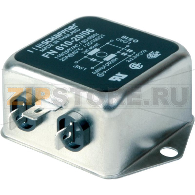 Фильтр сетевой 20 А, 1 фаза, 250 В/AC, 71x52.6x29.3 мм, 100 шт Schaffner FN 610-20-06 