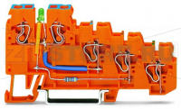 4-проводные клеммы питания датчика; зеленый светодиод; 2,5 мм; CAGE CLAMP®; 2,50 mm; оранжевые Wago 270-574/281-483