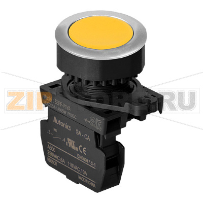 Выключатель кнопочный, головка: круглая, утопленная, Ø отверстия: 30 мм Autonics S3PF-P1YAM 