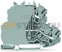 Double-deck terminal block; Through/through terminal block; with end plate; N/L; without marker carrier; Blue conductor entry lower deck; for DIN-rail 35 x 15 and 35 x 7.5; 2.5 mm; Push-in CAGE CLAMP®; 2,50 mm; gray Wago 2002-2202/099-000
