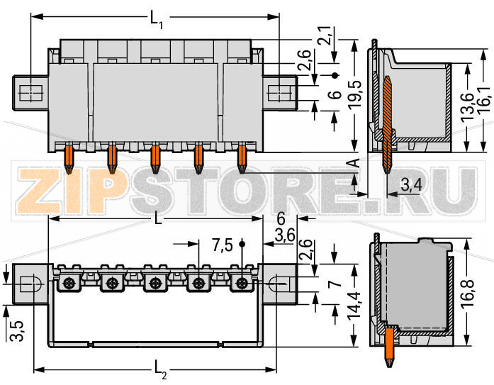 Вилка THT; 1.4 mm O solder pin; прямые; зажимное кольцо; Шаг контактов 7,5 мм; 4-пол.; светло-серые Wago 2092-3404/205-000 Сборка розеток без потери полюсов позволяет разделение различных функций в одной вилкеКодировочные штифты, установленные в вилку, предотвращают неправильную стыковку, что позволяет последующее кодирование в сквозных соединенияхКорпус вилки полностью закрывает розетку, что обеспечивает виброустойчивость до 20 g...