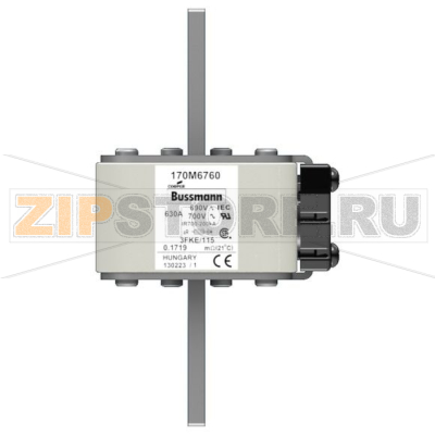Предохранитель, 630 A, AC 690 В, 200 кА, size 3, 76x92x139 мм, aR, IEC UL Eaton FUSE 630A 690V 
