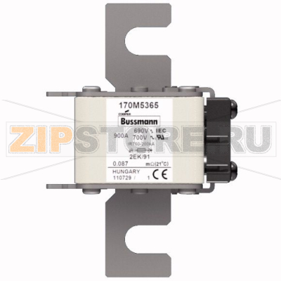 Предохранитель, 900 A, AC 690 В, 200 кА, size 2, 61x77x126 мм, aR, IEC UL Eaton FUSE 900A 690V 