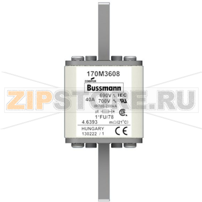 Предохранитель, 40 A, AC 690 В, 200 кА, size 1, 45x45x110 мм, aR, IEC UL Eaton FUSE 40A 690V 1 
