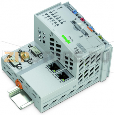 Контроллер PFC200; 2-е поколение; 2 x ETHERNET, RS-232/-485, CAN, CANopen, PROFIBUS Slave; Внешняя температура; светло-серые Wago 750-8216/025-000 The PFC200 Controller is a compact PLC for the modular WAGO I/O System. Besides network and fieldbus interfaces, the controller supports all digital, analog and specialty modules found within the 750/753 Series. Two ETHERNET interfaces and an integrated switch enable line topology wiring. An integrated Webserver provides user configuration options, while displaying PFC200 status information.Besides the processing industry and building automation, typical applications for the PFC200 include standard machinery and equipment control (e.g., packaging, bottling and manufacturing systems, as well as textile, metal and wood processing machines).Programming per IEC 61131-3Programmable via WAGO-I/O-PRO V2.3 or e!COCKPITDirect connection of WAGO I/O Modules2 x ETHERNET (configurable), RS-232/485, CAN, CANopen, PROFIBUS DP SlaveLinux operating system with RT?Preempt patch Configuration via CODESYS, e!COCKPIT or Web-Based Management interface Maintenance-free...