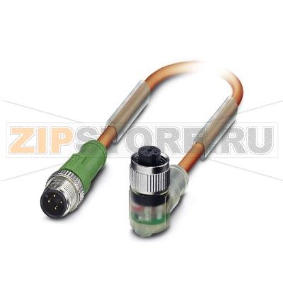 Кабель для датчика / исполнительного элемента Phoenix Contact SAC-4P-M12MS/1,0-PUR/M12FR2LVW 4-полюсн., PUR без галогенов, отвержденный излучением, оранжевый RAL 2003, Штекеры прямое M12, А-кодирование, к Гнездо угловой M12, А-кодирование, с помощью 2 светодиодных индикатора, Длина кабеля: 1 м, исполнение на заказ.Минимальный заказ: 50 шт.Упаковка: 5 шт.
