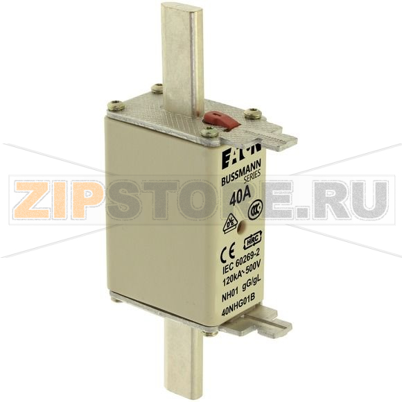 Предохранитель, 40 A, AC 500 В, 120 кА, NH01, gL/gG, IEC Eaton NH FUSE 40A 500V GG/GL SIZE 01 