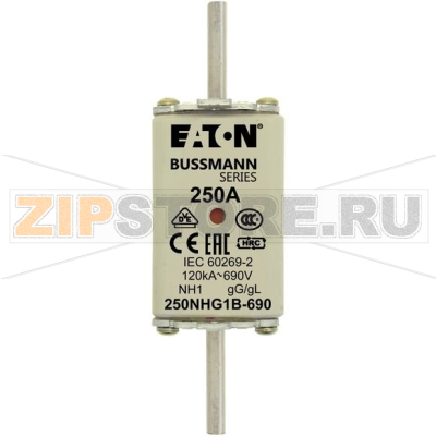 Предохранитель, 250 A, AC 690 В, 120 кА, NH1, gL/gG, IEC Eaton NH FUSE 250A 690V gG SIZE 1 