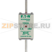 Предохранитель, 100 A, AC 690 В, 120 кА, NH1, aM, IEC Eaton NH FUSE 100AMP 690V aM SIZE 1 DUAL IND