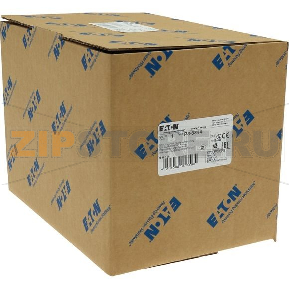 Переключатель вкл/выкл, P3, 63 A, монтаж на поверхность, 3-полюсн Eaton P3-63/I4 