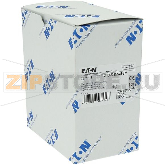 Выключатели главные, T0, 20 A, 3 модуля, 3-полюсн. + N Eaton T0-3-15680/I1/SVB-SW 