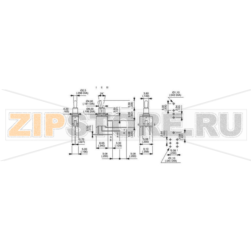 Тумблер 20 В/DC/AC, 0.02 А, 1 x вкл/выкл/вкл, 1 шт APEM TL39WW05000 
