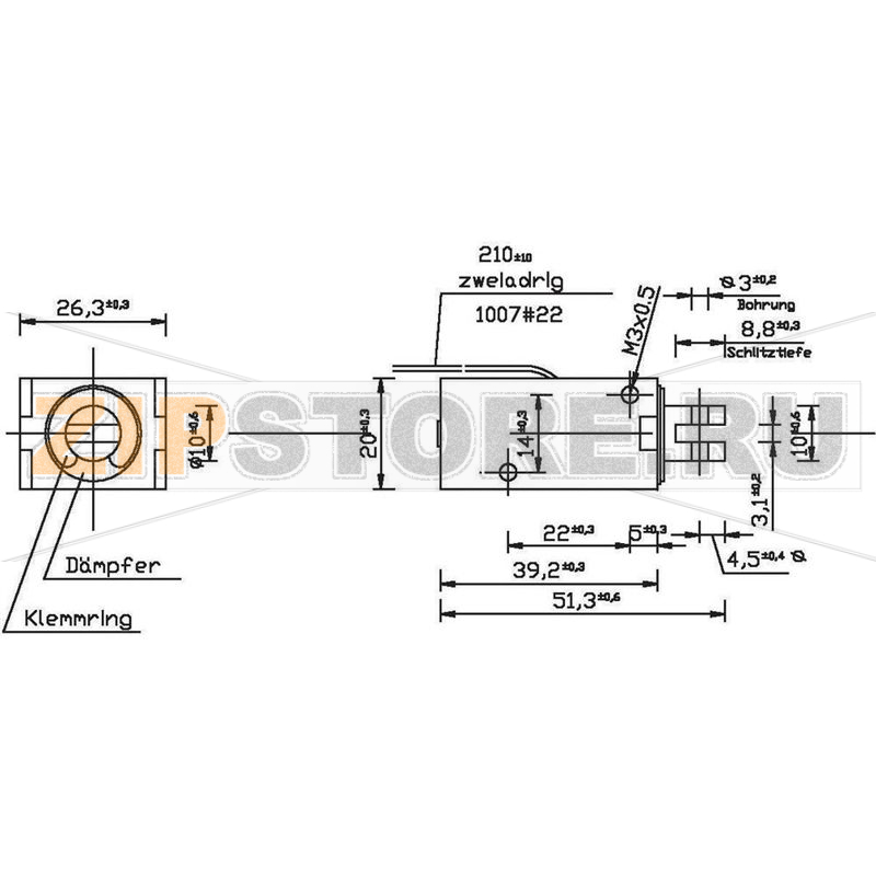 Соленоид 12 В/DC, ход штока: 13 мм, 1 шт Tremba HMF-2620-39z.002-12VDC.100% 