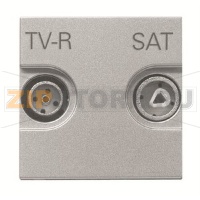 Розетка проходная с накладкой TV-R-SAT, серебристая ABB 2CLA225180N1301
