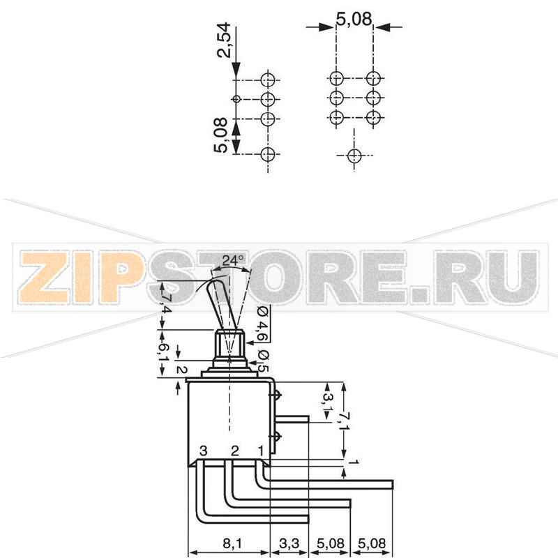 Тумблер 48 В/DC/AC, 0.5 А, 1 x вкл/вкл, 1 шт APEM TL36WW10400 
