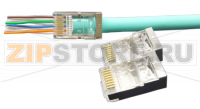 Hyperline PLEZ-8P8C-U-C6-100 Разъем легкой оконцовки RJ-45 (8P8C) под витую пару, категория 6 (50 µ"/ 50 микродюймов), универсальный (для одножильного и многожильного кабеля) 100шт.