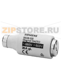 DIAZED ПЛАВКАЯ ВСТАВКА ЗАЩИТА КАБЕЛЕЙ И ЛИНИЙ 600В GL, ТИПОРАЗМЕР DIII, E33, 35A Siemens 5SD8035