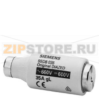DIAZED ПЛАВКАЯ ВСТАВКА ЗАЩИТА КАБЕЛЕЙ И ЛИНИЙ 600В GL, ТИПОРАЗМЕР DIII, E33, 35A Siemens 5SD8035
