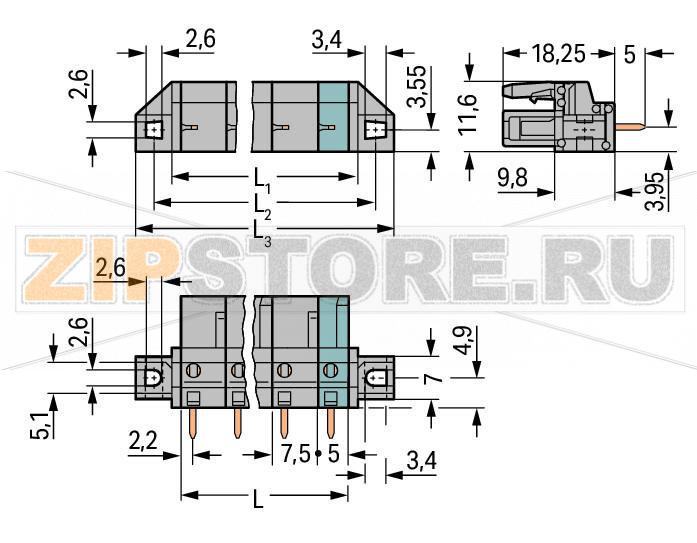 MCS MIDI Classic Розетка под пайку THT; 0.6 x 1.0 mm solder pin; прямые; зажимное кольцо; Шаг контактов 7,5 мм; 4-пол.; серые Wago 232-734/031-000 Встроенные тестовые порты для тестовых штекеров O 2 ммДля соединений "провод-провод" и "плата-провод"Выходы под печатные платы с защитой от касанияЛегко идентифицируемые входы и выходы печатной платыВозможны варианты кодировки...