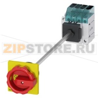 Главный выключатель 3-пол. + N, lu 25A рабоч.коммутация при AC-23 A при 400В 9,0кВт панель уст. базовая устан. в дверь с центр.отверст. 22,5мм поворот. ручка красный/желтый 66 x66мм с доп.конт. 1NO+1NC Siemens 3LD3148-1TL53