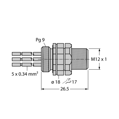 Разъем панельный Turck FSDW4.54-0.5 