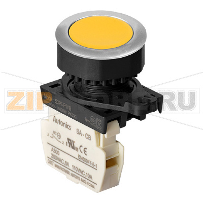 Выключатель кнопочный, головка: круглая, утопленная, Ø отверстия: 30 мм Autonics S3PF-P1YB 