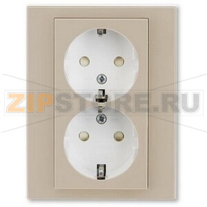 Розетка двойная, кофе макиато/белый ABB 2CHH223457C6018 